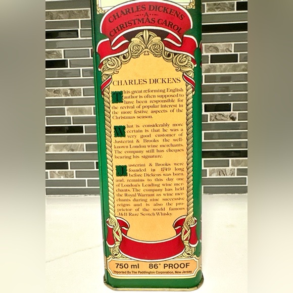 Vintage J&B Whisky Charles Dickens A Christmas Carol Metal Decorative Tim-EMPTY - Picture 3 of 7